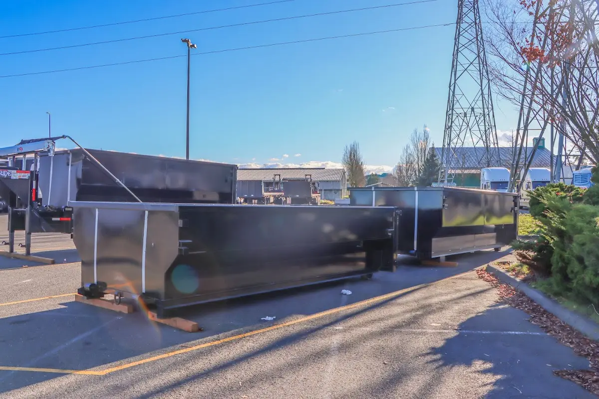Roll-off dumpster ready for waste disposal at job site for Construction Dumpster Rental in Harrodsburg
